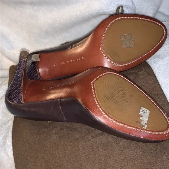 Rare Find!!! Ellie Tahari Eur Sz 40 Choc Bwn Heels - Picture 9 of 11